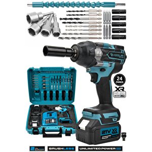 Plus 21v Çift Akülü Vidalama Darbeli Kömürsüz 800nm 10 Pilli Bijon Somun Sökme Sıkma