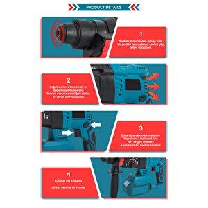 21v Kömürsüz Motor Darbeli Çift Akülü Şarjlı Kırıcı Delici Hilti 2-26mm