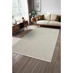 Hena Hn005a Krem Şönil Kilim İnce Yumuşak Toz Yapmaz Kaymaz Taban Makinada Yıkanabilir Modern Halı 120x180 cm