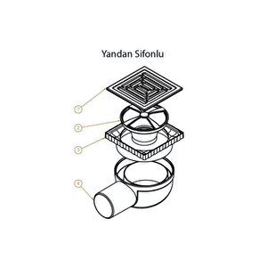 Masterx Yalıtımlı Noktasal Su Gideri 10x10 Titanyum Siyah Yandan Çıkışlı