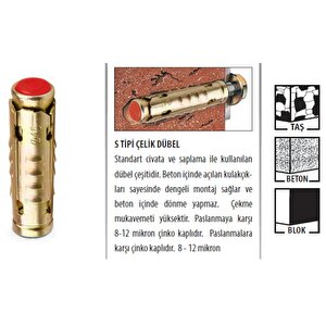 M8 S Ti̇pi̇ Çeli̇k Çekme Dubel 100 Adet