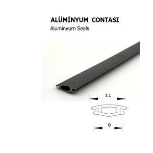 Contacall Alüminyum Raylı Dolap Fitili / Raylı Dolap Kapak Contası Ray Fitili 10 Metre Siyah