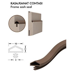 Contacall Ahşap Kapı Fitili Amerikan Panel Kapı Contası Ortadan Tırnaklı 25 Metre Kiremit