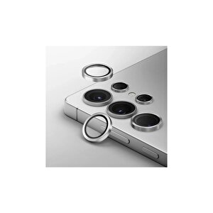 Samsung S25 İle Uyumlu Darbeye Dayanıklı Safir Kamera Lens Koruyucu Gümüş