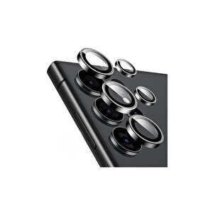 Samsung S25 Ultra İle Uyumlu Darbeye Dayanıklı Safir Kamera Lens Koruyucu Siyah