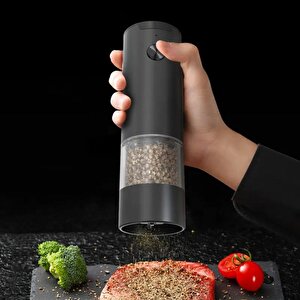 Hakopro Pilli Led Işıklı Tuz Karabiber Değirmeni Otomatik Baharat Öğütücü Seti