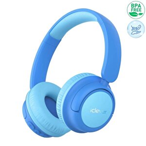 Iclever Güvenli Ses Sınırlı 60 Saat Oynatma Süreli Bluetooth Çocuk Kulaklığı Mavi