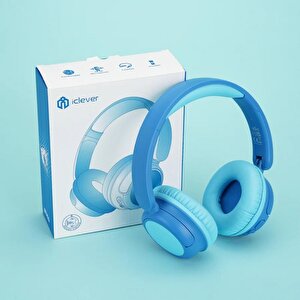 Iclever Güvenli Ses Sınırlı 60 Saat Oynatma Süreli Bluetooth Çocuk Kulaklığı Mavi