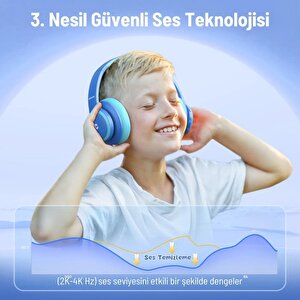 Iclever Gürültü Önleyici Ses Sınırlı 60 Saat Oynatma Süreli Bluetooth Çocuk Kulaklığı Mavi