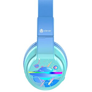 Iclever Led Işıklı Güvenli Ses Sınırlı 85 Saat Oynatma Süreli Bluetooth Çocuk Kulaklığı Açık Mavi