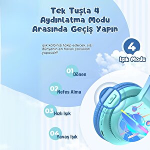 Iclever Led Işıklı Güvenli Ses Sınırlı 85 Saat Oynatma Süreli Bluetooth Çocuk Kulaklığı Siyah Mavi