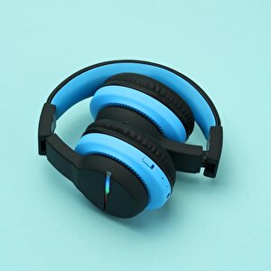 Iclever Led Işıklı Güvenli Ses Sınırlı 85 Saat Oynatma Süreli Bluetooth Çocuk Kulaklığı Siyah Mavi