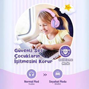 Iclever Led Işıklı Güvenli Ses Sınırlı 85 Saat Oynatma Süreli Bluetooth Çocuk Kulaklığı Siyah Mavi