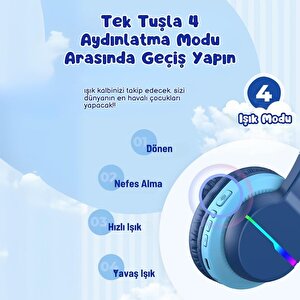 Iclever Led Işıklı Güvenli Ses Sınırlı 85 Saat Oynatma Süreli Bluetooth Çocuk Kulaklığı Granit Pembe