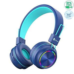 Iclever Led Işıklı Güvenli Ses Sınırlı 30 Saat Oynatma Süreli Bluetooth Çocuk Kulaklığı Lacivert