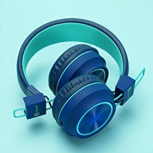 Iclever Led Işıklı Güvenli Ses Sınırlı 30 Saat Oynatma Süreli Bluetooth Çocuk Kulaklığı Lacivert