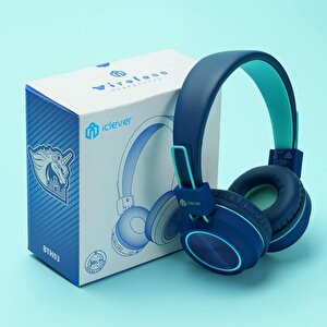 Iclever Led Işıklı Güvenli Ses Sınırlı 30 Saat Oynatma Süreli Bluetooth Çocuk Kulaklığı Lacivert