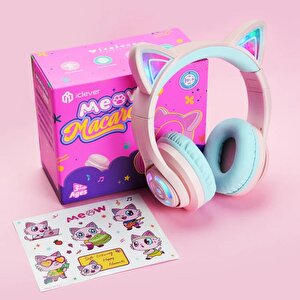 Iclever Kedi Kulaklı Led Işıklı Güvenli Ses Sınırlı 50 Saat Oynatma Süreli Bluetooth Çocuk Kulaklığı Pembe