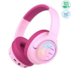 Iclever Led Işıklı Güvenli Ses Sınırlı 45 Saat Oynatma Süreli Bluetooth Çocuk Kulaklığı Pembe