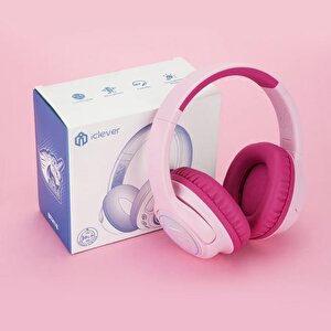 Iclever Led Işıklı Güvenli Ses Sınırlı 45 Saat Oynatma Süreli Bluetooth Çocuk Kulaklığı Pembe
