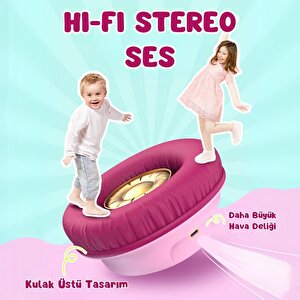 Iclever Led Işıklı Güvenli Ses Sınırlı 45 Saat Oynatma Süreli Bluetooth Çocuk Kulaklığı Pembe