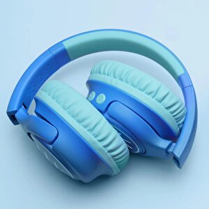 Iclever Led Işıklı Güvenli Ses Sınırlı 45 Saat Oynatma Süreli Bluetooth Çocuk Kulaklığı Mavi