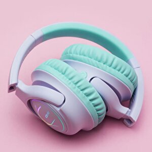 Iclever Led Işıklı Güvenli Ses Sınırlı 45 Saat Oynatma Süreli Bluetooth Çocuk Kulaklığı Lila