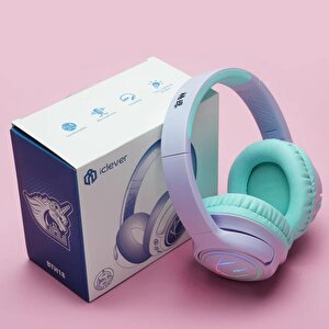 Iclever Led Işıklı Güvenli Ses Sınırlı 45 Saat Oynatma Süreli Bluetooth Çocuk Kulaklığı Lila