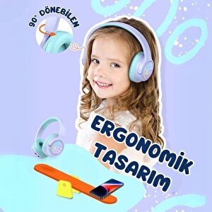 Iclever Led Işıklı Güvenli Ses Sınırlı 45 Saat Oynatma Süreli Bluetooth Çocuk Kulaklığı Lila