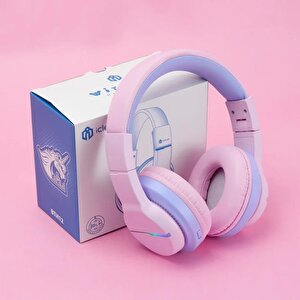 Iclever Led Işıklı Güvenli Ses Sınırlı 85 Saat Oynatma Süreli Bluetooth Çocuk Kulaklığı Lila Mor