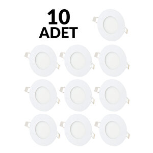 10'lu 3 Watt Sıva Altı Yuvarlak Led Panel - 10 Adet Beyaz