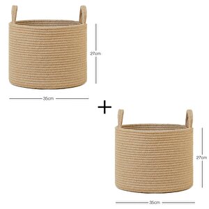 2'li Jüt Halat Sepet Set 35 X 27 Cm