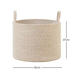 Bej Kırçıllı Pamuklu Halat Sepet 35 X 27 Cm