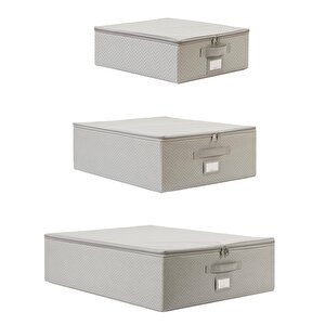 3'lü Gri Balıksırtı Destekli Hurç Set 31 X 38 X 12 + 45 X 55 X 18 + 55 X 70 X 18 Cm