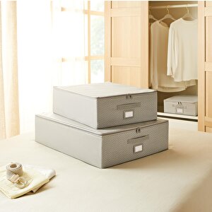 2'li Gri Balıksırtı Destekli Hurç Set  45 X 55 X 18 + 55 X 70 X 18 Cm