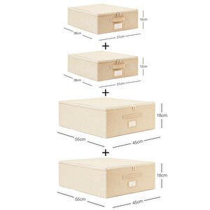 4'lü Bej Balıksırtı Destekli Hurç Set 2 Adet 31 X 38 X 12 + 45 X 55 X 18 Cm