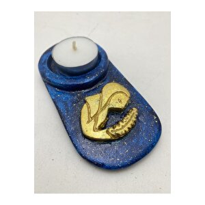 Başak Burcu Mavi Mumluk - 3 Adet Tealight Almumu Mum Hediyeli - Özel Kutusunda