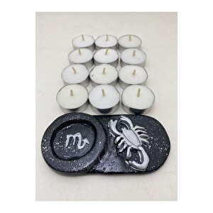 Akrep Burcu Mumluk - 3 Adet Tealight Balmumu Mum Hediyeli