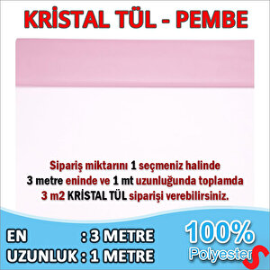 Süsleme Tülü Kristal Tül, 3 Mt En X 1 Mt Uzunluk - Pembe