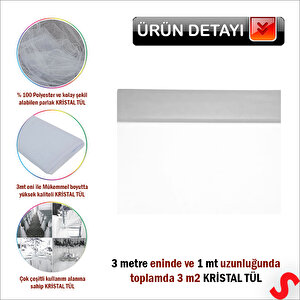 Süsleme Tülü Kristal Tül, 3 Mt En X 1 Mt Uzunluk - Gümüş
