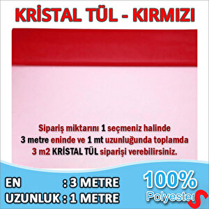 Süsleme Tülü Kristal Tül, 3 Mt En X 1 Mt Uzunluk - Kırmızı