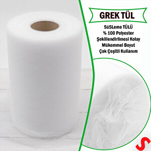 Süsleme Tülü Grek Tül Rulo, 66 Cm X 10 Mt - Beyaz