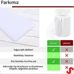 Süsleme Tülü Grek Tül Rulo, 66 Cm X 10 Mt - Beyaz