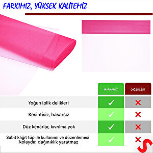 Süsleme Tülü Kristal Tül, 3 Mt En X 1 Mt Uzunluk - Fuşya