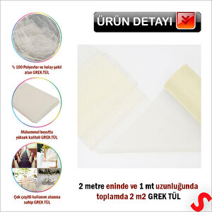 Süsleme Tülü Grek Tül, 2 Mt En X 1 Mt Uzunluk - Krem