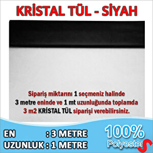 Süsleme Tülü Kristal Tül, 3 Mt En X 1 Mt Uzunluk - Siyah