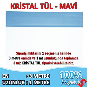 Süsleme Tülü Kristal Tül, 3 Mt En X 1 Mt Uzunluk - Mavi