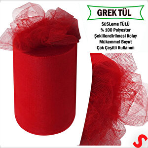 Süsleme Tülü Grek Tül Rulo, 66 Cm X 10 Mt - Kırmızı