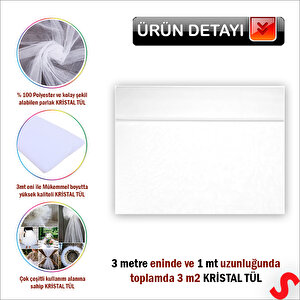 Süsleme Tülü Kristal Tül, 3 Mt En X 1 Mt Uzunluk - Beyaz