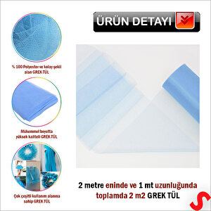 Süsleme Tülü Grek Tül, 2 Mt En X 1 Mt Uzunluk - Mavi